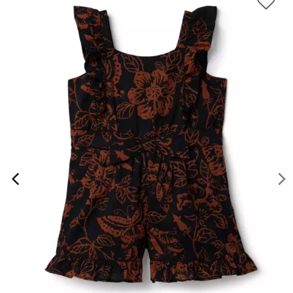 Janie and Jack Floral Romper Black and Brown Floral Ruffle Girls